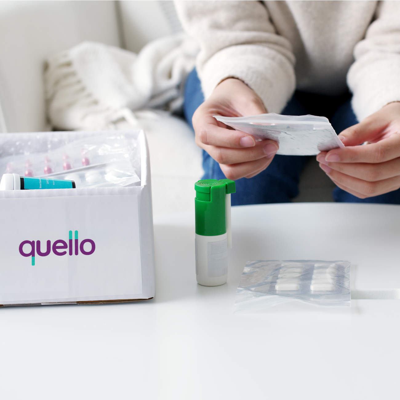 quello box of medication being opened